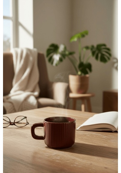 El Yapımı 260 Ml Bordo Parlak Seramik Mug Çay Kahve Kupası Mıt1303 Bordo