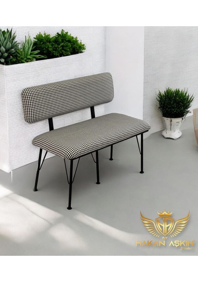 By Hakan Aşkın Metal Ayaklı Metal Alt Kasalı Kazayağı New Sırtlı Bench Bank Kazayağı Dokuma Kumaşş