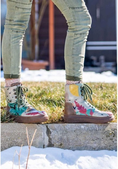 Kadın Vegan Deri Haki Uzun Bot - State Of Bliss Tasarım Multicolor