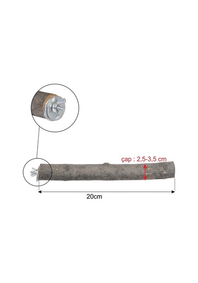 Doğal Ağaç Papağan Kuş Tüneği Tünek Boy 20 Cm