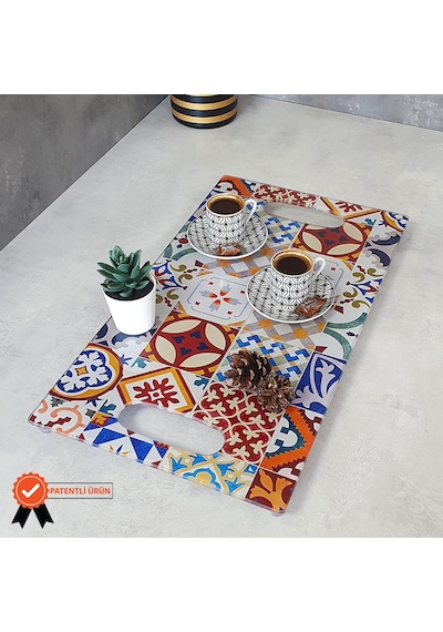 Decorita Cam Tepsi Çini Desen 29Cm X 52Cm