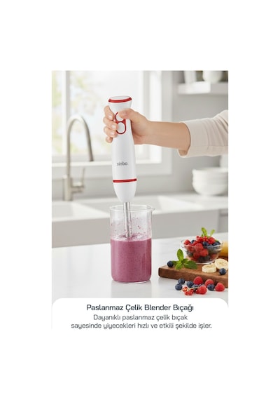Sinbo SHB-7514 400 W Paslanmaz Çelik Bıçaklı El Blenderı