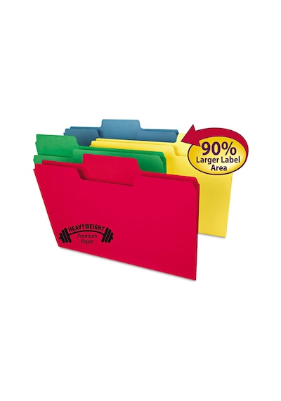 Supertab Ağır Dosya Klasörü, Büyük Boy 1/3 Kesim Tab, Yasal Boyut, Çeşitli Ana Renkler, Kutu Başına 50 15410