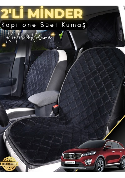Kia Sorento Uyumlu 2'li Süet Oto Koltuk Minderi Terletmez Universal Oto Aksesuar A6 Siyah