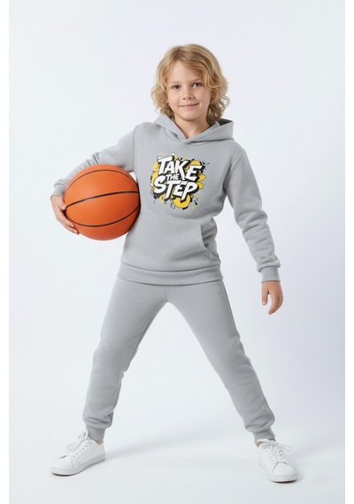 Fyk Kids 3 İplik Şardonlu Kışlık Take The Step Baskılı Kanguru Cepli Kapüşonlu Erkek Çocuk Eşofman Takımı Gri Fyk Kids 3 İplik Şardonlu Kışlık Take The Step Baskılı Kanguru Cepli Kapüşonlu Erkek Çocuk Eşofman Takımı Gri