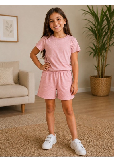 Wow Yazlık Şortlu Taşlı Kız İkili Takım 6-9 Yaş -ba10981223 - Pembe