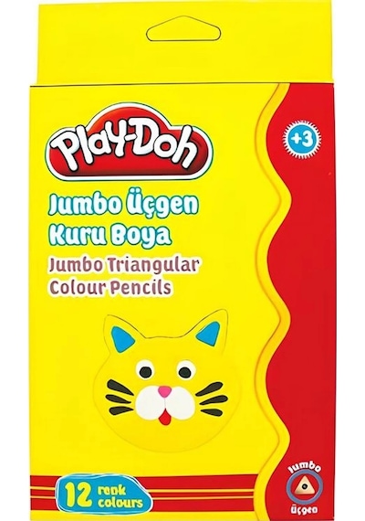 12 Renk Jumbo Üçgen Kuru Boya Sarı