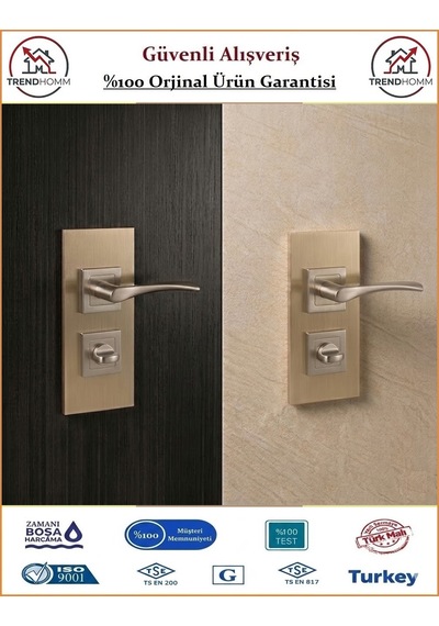 Grossavm Bravo Rozetli Wc Banyo Kapı Kolu - Nikel Saten - 1 Takım Ön Ve Arka