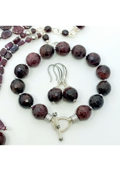 2635 Faset Kesim Garnet Rondela Zirkon El Yapımı Bileklik Bordo