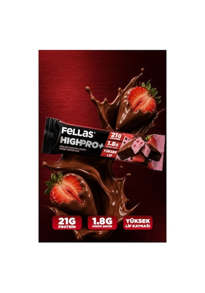 Çikolata Kaplı Highpro Protein Bar - Çilekli 50 G X 12 Adet