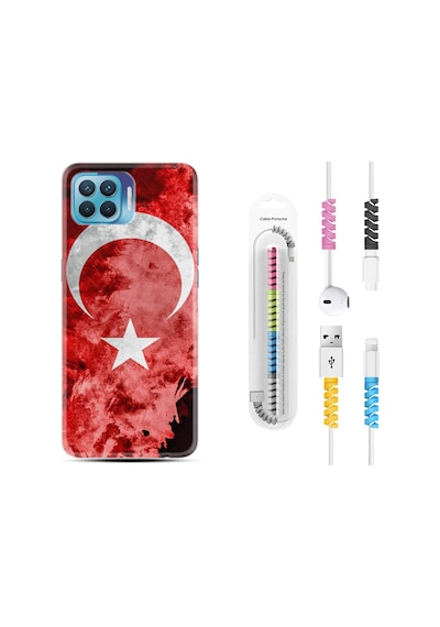 Oppo Reno 4 Lite Kılıf Kablo Koruyuculu Şanlı Türk Bayrağı 3 1395