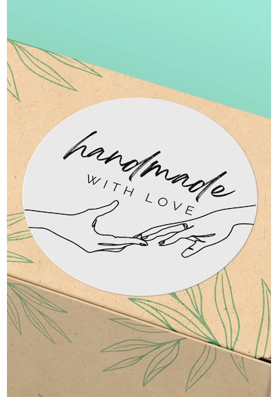 Handmade With Love Beyaz Sticker 3x3cm St2275 Çok Renkli