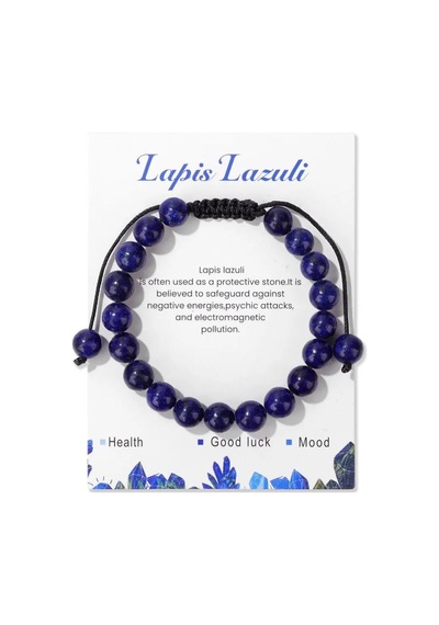 Doğaltaş Lapis Luzili Ipli Ayarlanabilir Charm Bileklik Şık   Başarı Bilekliği Çok Renkli