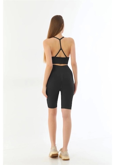 Siyah Mı Emay 3921 Soft Seamless Ripli Tayt Yoga Takımı Çok Renkli