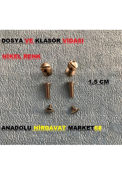 Dosya Klasör Vidasi Kartela Vidasi 4Mm 1,5Cm Nikel Renk 20 Adet