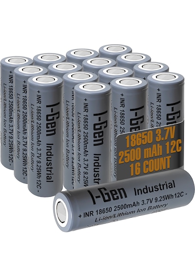 I-gen Industrial E003 Inr 18650 3.7v 2500 Mah 12c 9.25wh Li-ıon Şarjlı Pil Düz Başlı Lityum Pil 16'lı Paket I-gen132
