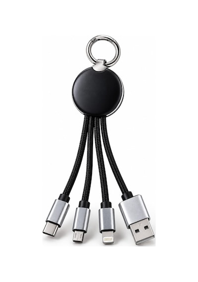 4 Başlıklı Anahtarlık Şarj Kablosu Usb Type-c Lightning Micro Usb Çoklu Şarj Kablosu