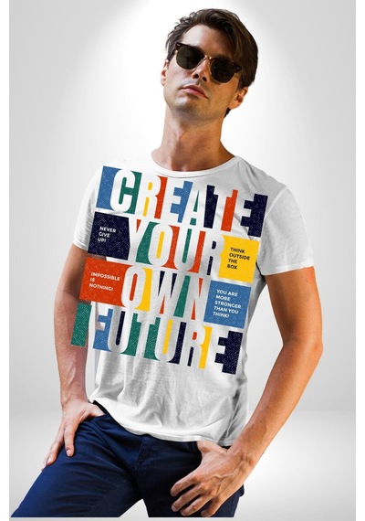 Geleçeği Seninle Planlayalım Unisex Unisex Beyaz Organik Baskılı T-shirt Penye Yüksek Kalite Beyaz