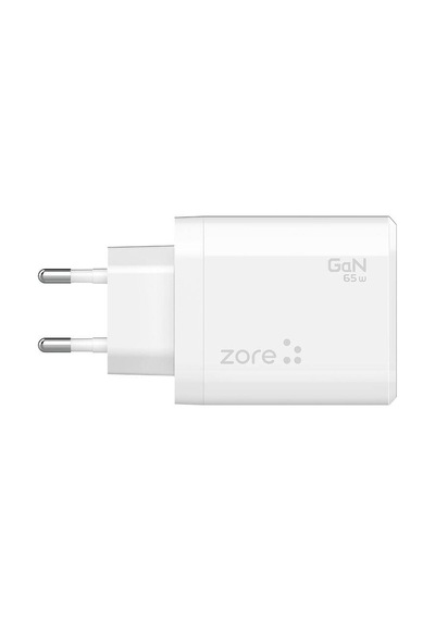 Zore Always-01 Gan Tech Type-c Pd4.0 Usb-a Qc3.0 Hızlı Şarj Özellikli Seyahat Şarj Başlığı 65w - Bey Beyaz