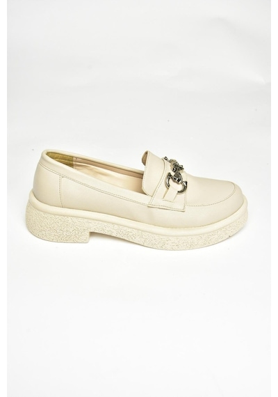 Fox Shoess996613009 Bej Kalın Tabanlı Makosen Ayakkabı Bej