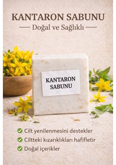 Herbliss Kantaron Sabunu Doğal Bitkisel, El Yapımı, Cilt Yenileyici Sabun Bahar Esintisi