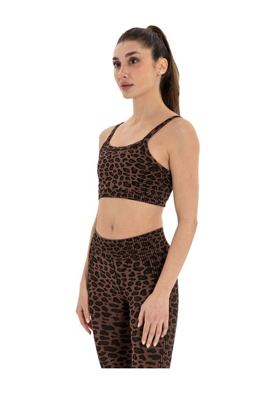 Inguz Leopar Desen Seamless Bra Kahverengi - Siyah
