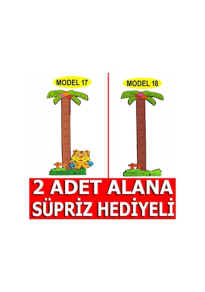 Boy Ölçer Sticker Zürafa Aslan Kuş Ayıcık Büyüme Tablosu Cetveli (283263921)
