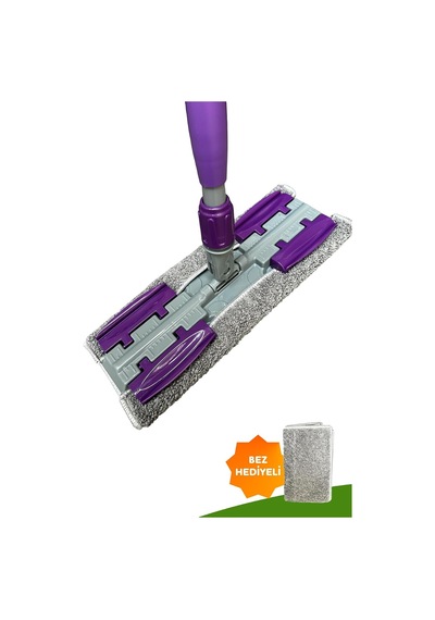 Loyalclean Mop Set 1 Adet Yedek Bez Hediyeli - Islak Mendil Uyumlu Yüzey Temizlik Mandallı Mop Set