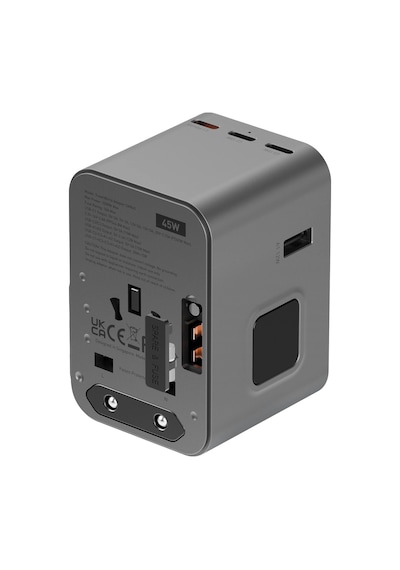 Energea Travelworld Universal Gan45 1 Adet 45w Type C 2 Adet 15w Type C Ve 2 Adet 12w Usb Çıkışlı Pd Hızlı Şarj Aleti - Siyah