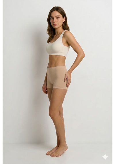 Westicgiyim Westiçgiyim Kadın Bambu Boxer - Premium Doğal Lifli Yumuşak Doku - 3'lü Paket Bej