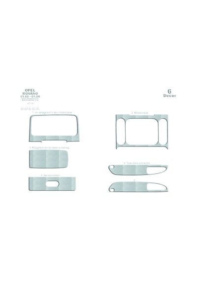 Opel Movano Master İnterstar Torpido Kaplama 1999-2003 6 Parça Alüminyum