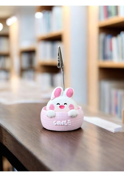 Smile Temalı Tavşan Fotoğraf Not Tutucu Ofis Masası Tutacak Hediyelik Smile Temalı