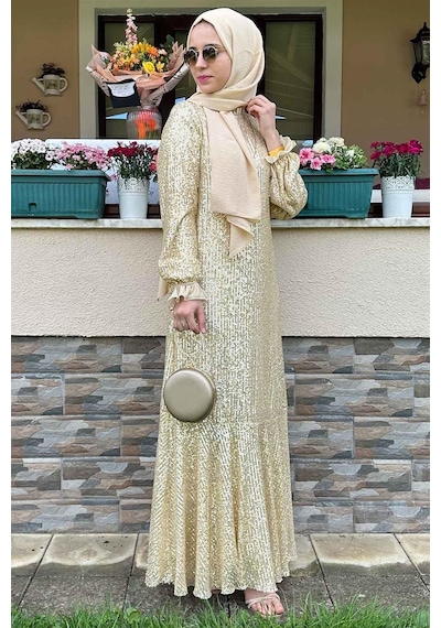 Rabia Şamlı Pırıl Gold Elbise Sarı