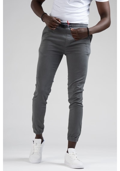 Fbı Jeans Dar Ve Lastikli Paça Beli İplikli Kanvas Kumaş Slimfit Jogger Pantolon 001