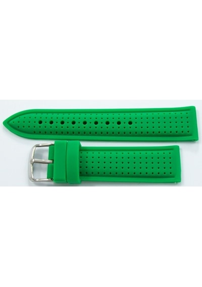 Yeşil Kokusuz Silikon 20Mm Saat Kordonu Yumuşak Spor Saat Kayışı