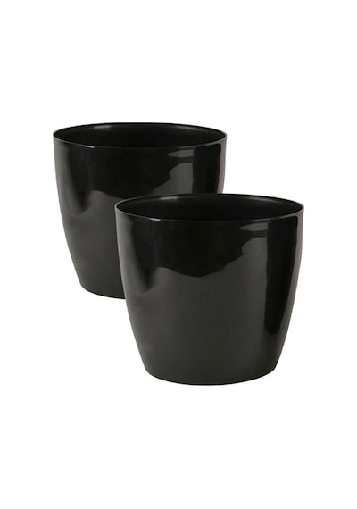 2 Adet Yakut Parlak Dekoratif Plastik Çiçek Masa Saksısı 4,4 Litre Iç & Dış Mekan Saksı Seti