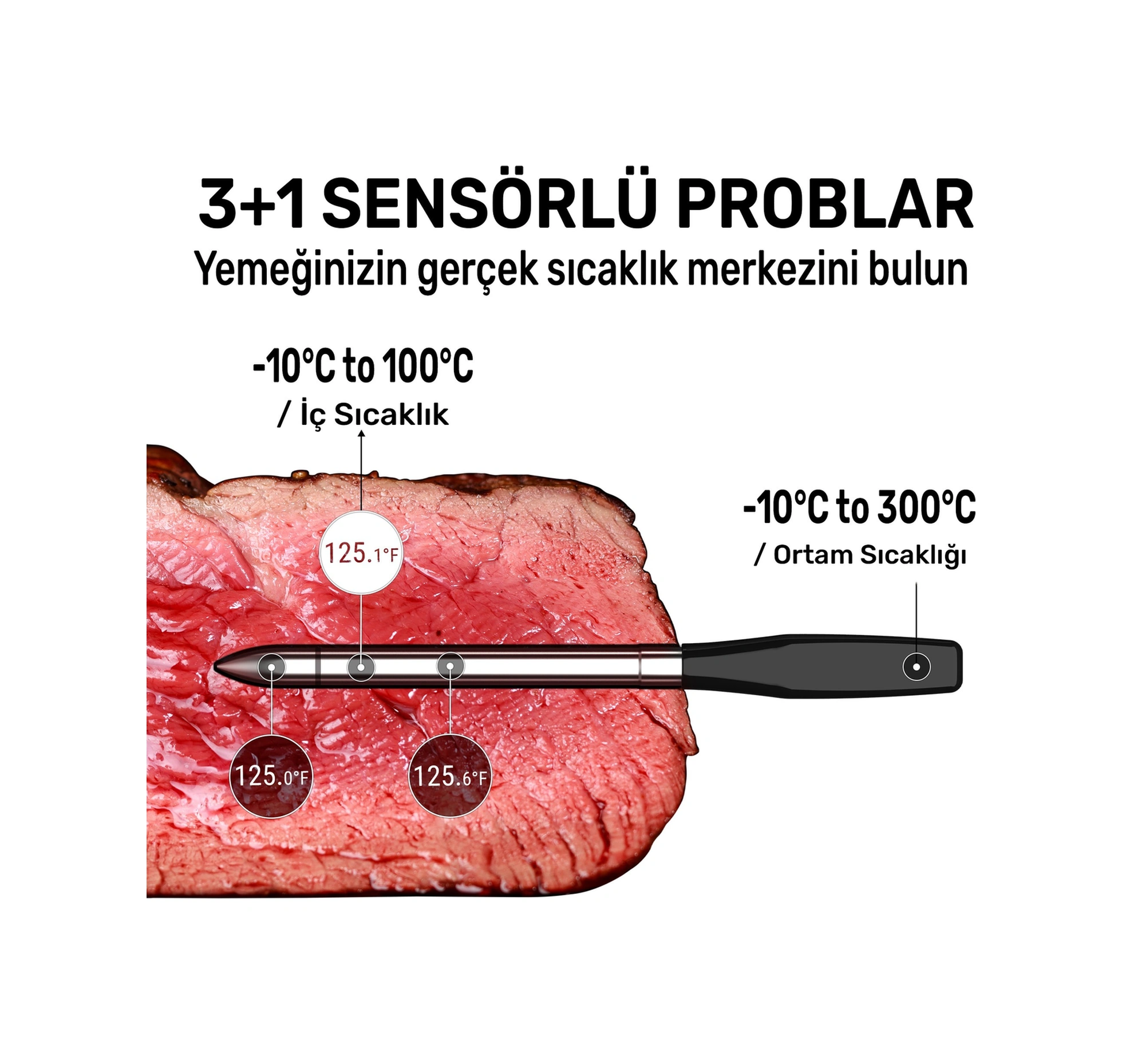 Thermopro Tp980-2 Şarjlı 320m Kablosuz Alarmlı 2problu App, Monitörlü Profesyonel Gıda Termometresi