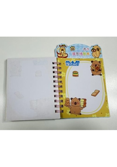 Sevimli Capybara 3'ü 1 Arada, 3d Sulu Kapak, Spiralli, 38 Yaprak Not Ve Sticker Defteri 11x9cm Mor Çok Renkli