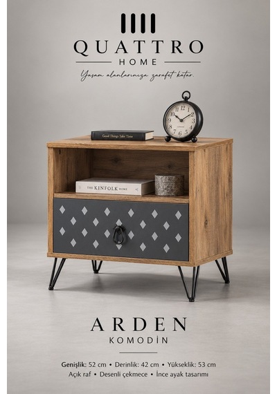 Arden Tek Çekmeceli Komodin Ceviz