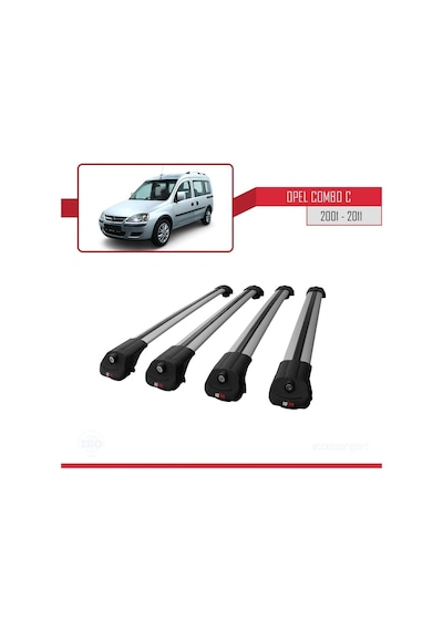 Opel Combo C 2001-2011 Arası İle Uyumlu Ace-1 Ara Atkı Tavan Barı Gri 4 Adet Bar