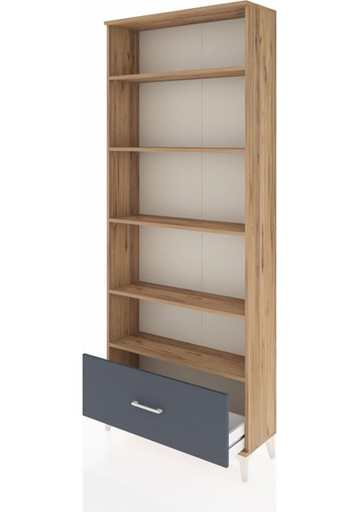 Arges Dolap 5 Raflı Tek Çekmeceli 88x30x221 Çam-antrasit Atlas Çam