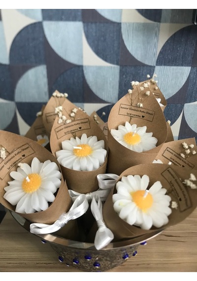 Bernami Mumluk Şamdanpinterest 15 Adet Papatya Kokulu Buket Mumler, Düğün, Nişan, Söz, Kadınlar Ve Anneler Günü Hediyesi Diğer