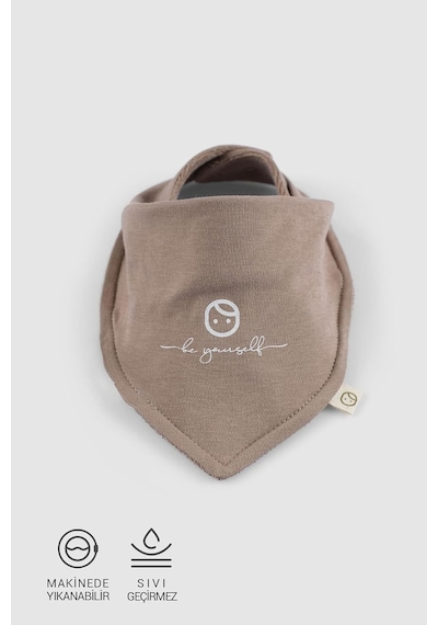 Little Gusto Sıvı Geçirmez Bebek Fular Önlük Organik Pamuk, Ayarlanabilir Çıtçıtlı, Nem Emici Ekru, Medium Çok Renkli