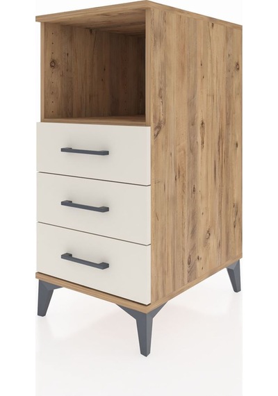 Kronos Komodin Tek Raflı 3 Çekmeceli 44x59x96 Çam-aytaşı Atlas Çam