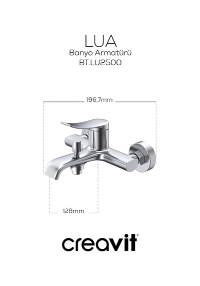 Creavit Lua Lavabo Banyo Eviye Bataryası 3'lü Set LU1500-LU2500-LU8500 Krom