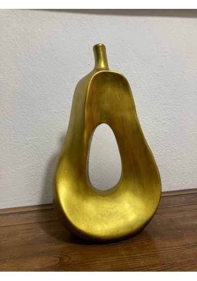 Soyut Tasarım Gold Dekoratif Armut Obje, Salon, Ofis Ve Konsol Üstü Armut Biblo