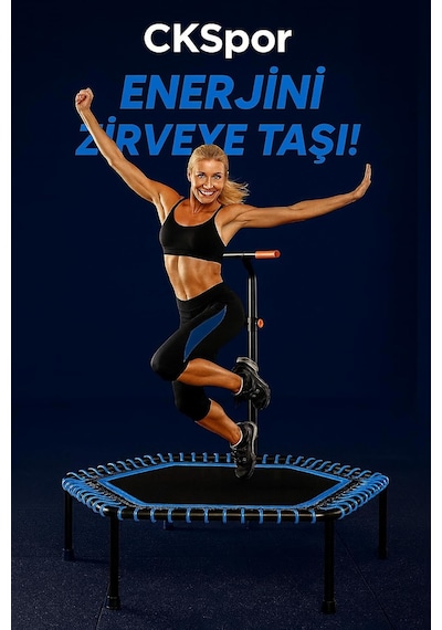 Pekial 135 Cm Profesyonel Tutmalı Step Trambolin, 125 Kg Kapasitesi, Siyah-mavi