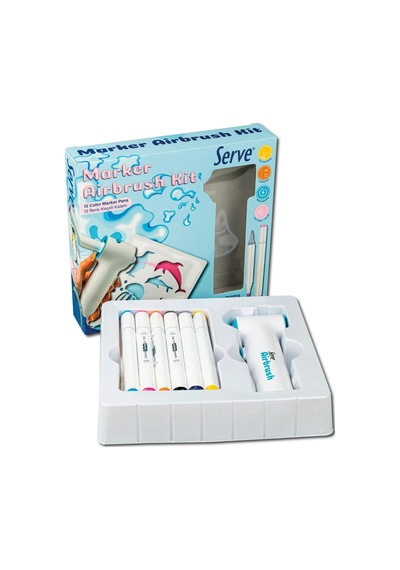 Serve Aırbrush Kıt 12 Keçeli Kalem İle Birlikte 124-Pembe