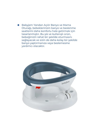 Babyjem Yandan Açılır Banyo ve Mama Oturağı İndigo Mavi