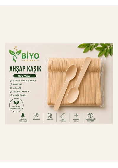 Tek Kullanımlık Ahşap Kaşık 100 Adet